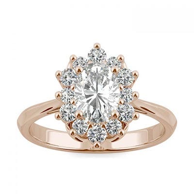 Signature Halo Oval Engagement Ring in 14K Rose Gold