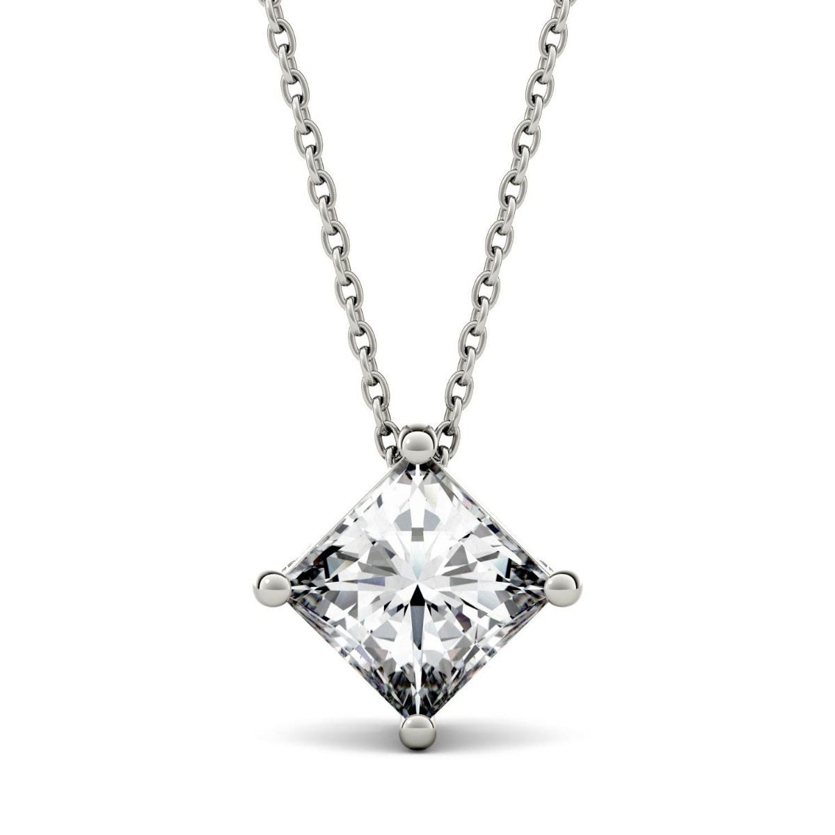Forever One Princess Moissanite Solitaire Necklace