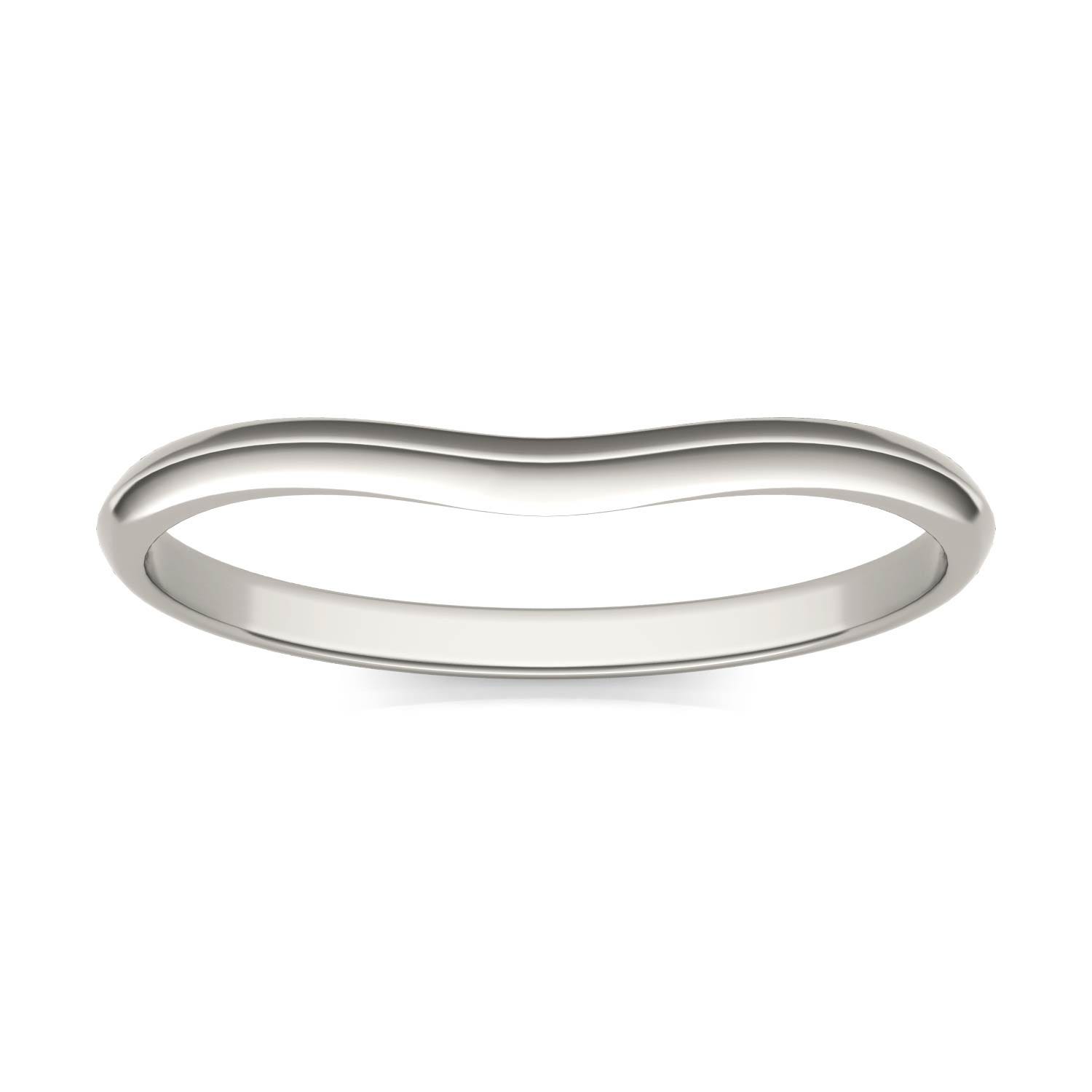 Signature Curved Plain 6mm Cushion Matching Band Wedding Ring White in Platinum Charles & Colvard