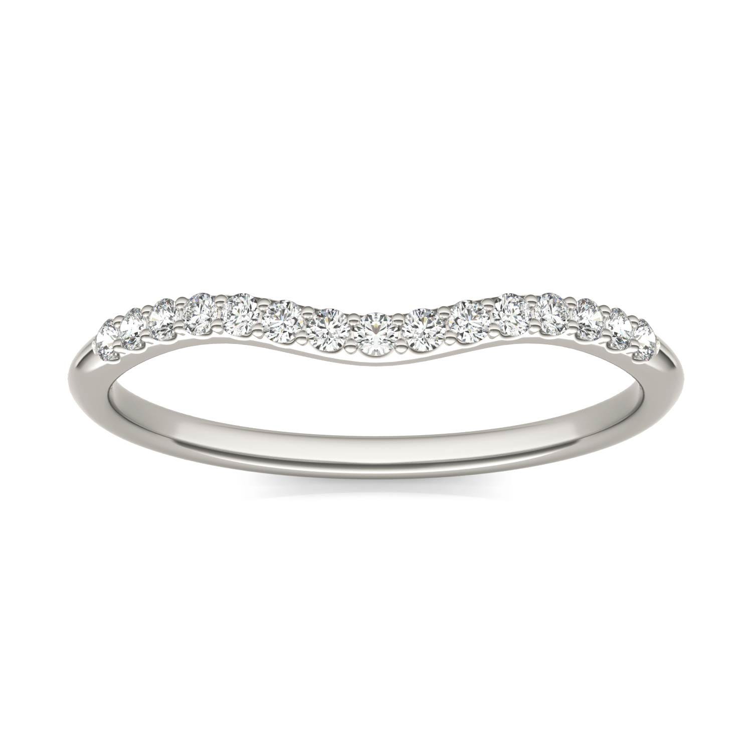 Signature 8mm Round Halo Matching Band Wedding Ring in 18K White Gold, Size: 6.5, 1/6 CTW Charles & Colvard